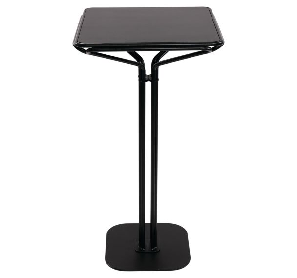 Table haute Pause carrée 60x60 plateau métal noir