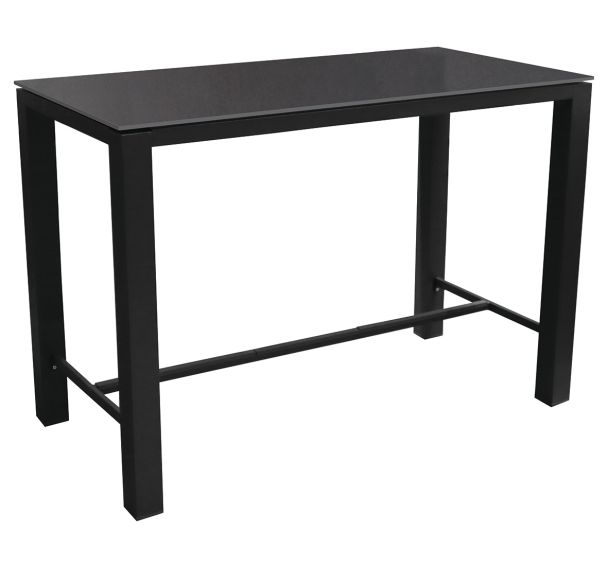 Table haute Stonéo 140 x 74 cm céramique/alu - graphite