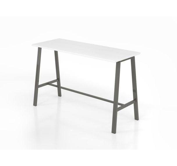 Table haute de réunion industrielle-Blanc-Acier brut mat