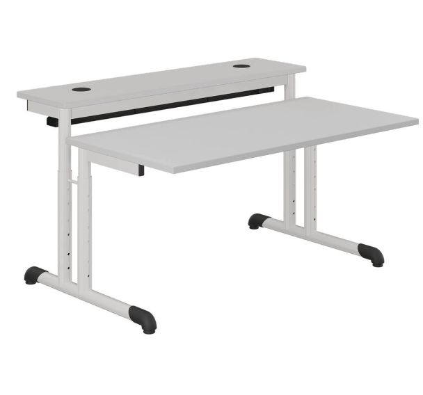 Table info Hubbe 120x90 régl T3 à T7 - 2 montts stra ch polypr gris dauphin/gris