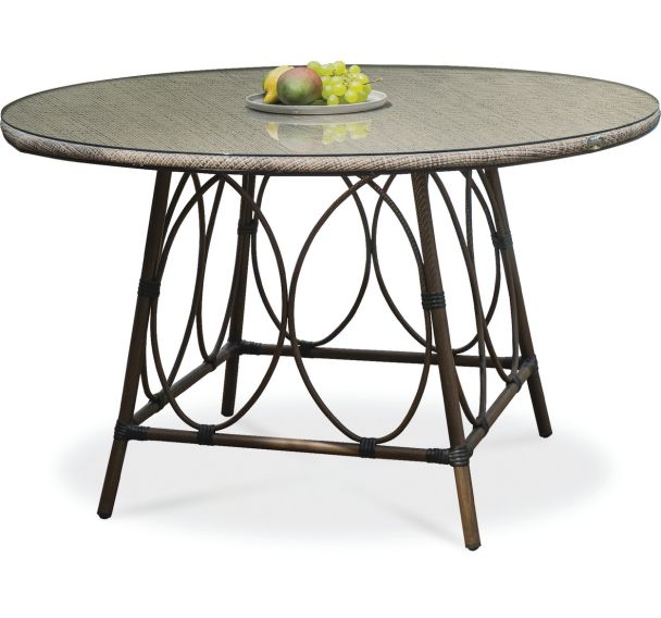 Table jardin Ushuaia Ø125cm marron+textilène lin