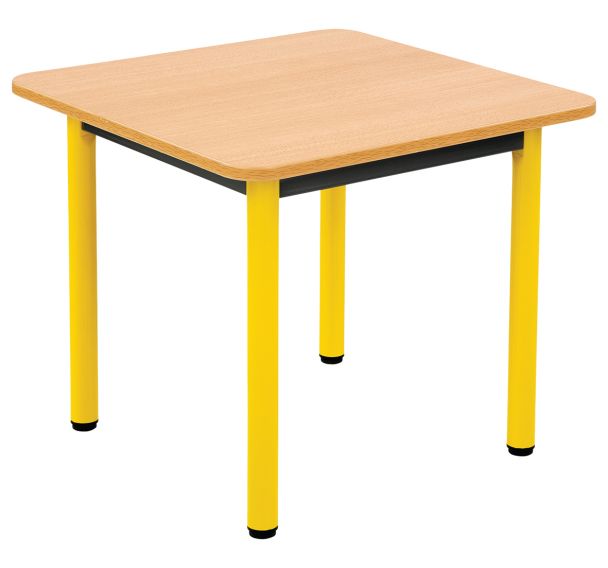 Table maternelle carrée 4 pieds tube Lise