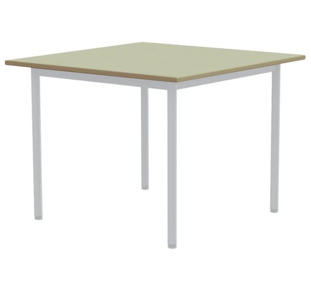 Table maternelle carrée Elodie plateau sous cadre mélaminé beige