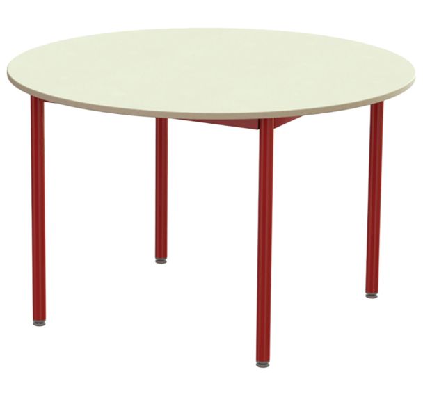 Table maternelle ronde Elodie plateau sous cadre mélaminé beige