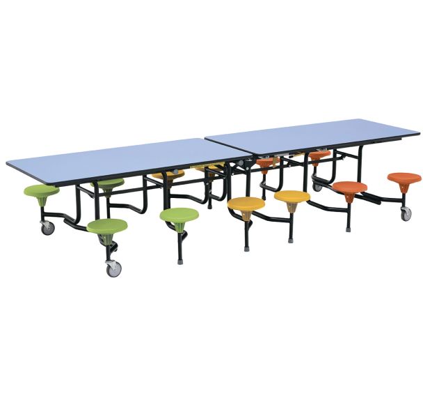 Table mobile Solution junior rectangul. 12 sieges-L245 T3 light blue/multicolore