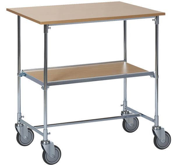 Table mobile chêne - 2 plateaux - Capacité 50 à 100 kg
