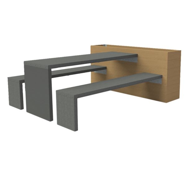 Table pique nique ARCHE 180 cm - 1 jardinière ESPACE - gris/beige