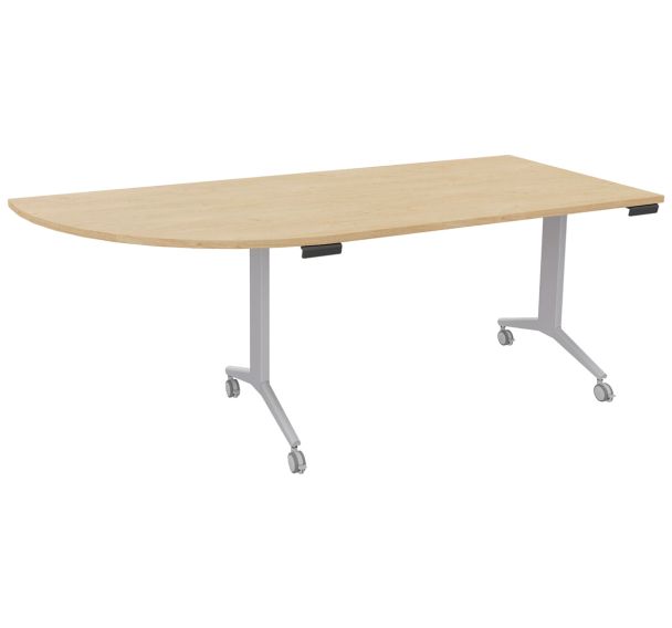 Table plateau pivotant Avel angle à gauche pied alu sur roulettes