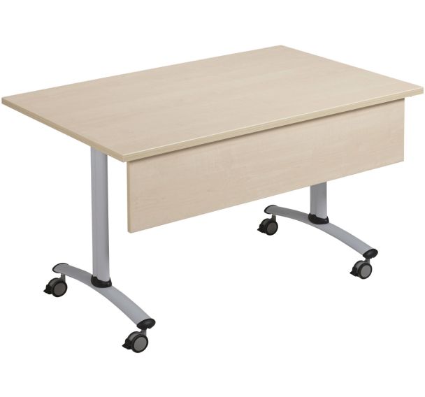 Table plateau stratifié carré Axe + voile de fond - Manutan Expert