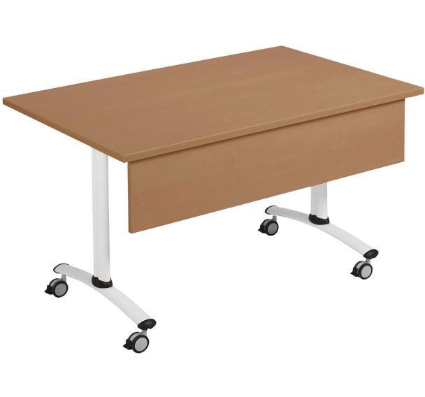 Table plateau stratifié rectangulaire Axe + voile de fond - Manutan Expert