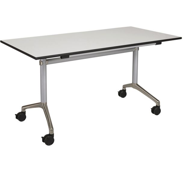 Table rabattable Alufloop T6 plateau blanc chants noirs-MIRPLAY School