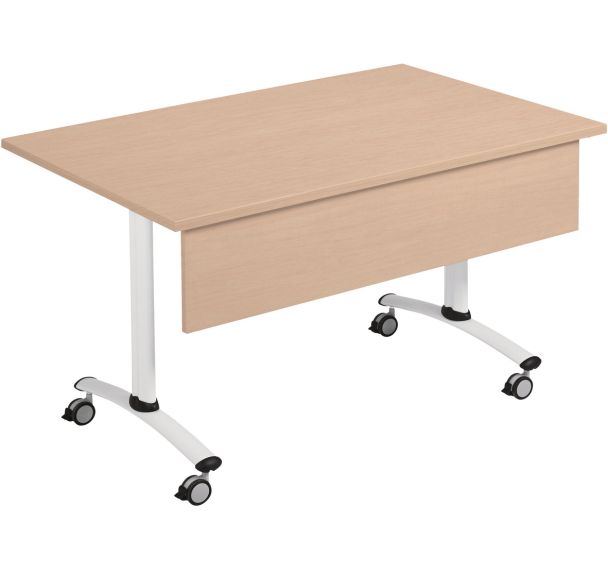 Table rectangulaire mélaminé avec voile de fond pivotant Axe Manutan Expert
