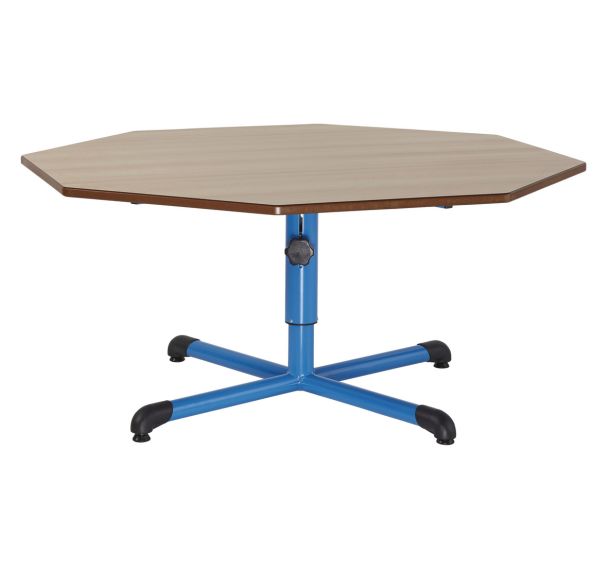 Table réglable Chloé octog. pied central, plateau hêtre - Mobidecor