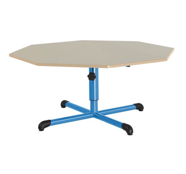 Table réglable Chloé forme octogonale plateau beige - Mobidecor