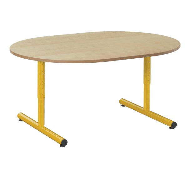 Table réglable Chloé ovale pied dégag. latéral plat. hêtre - Mobidecor
