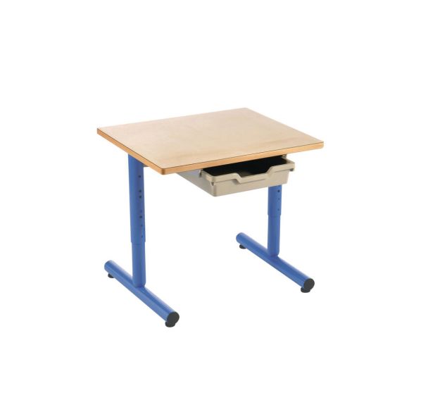 Lot de 2 tables régl. Chloé rect. pied dégag.lat. plat. hêtre tiroir -Mobidecor