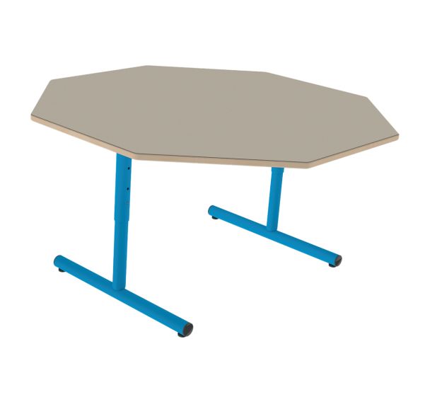 Table régl. Chloé octog. dégagement latéral plateau beige - Mobidecor