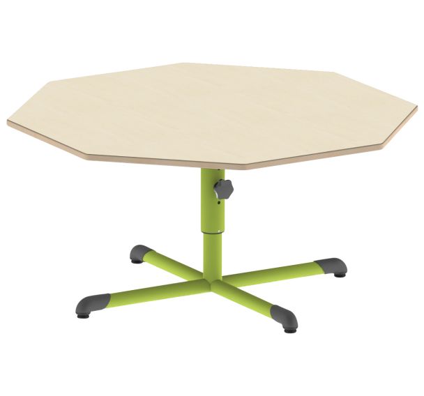 Table réglable Chloé octogonale pied central plateau beige - Mobidecor