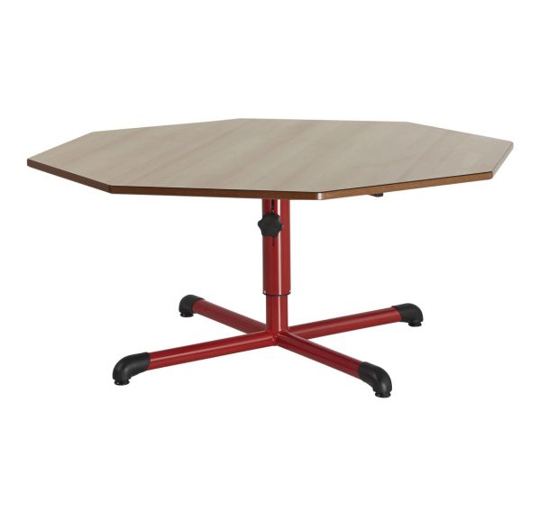 Table réglable Chloé octogonale pied central plateau hêtre - Mobidecor