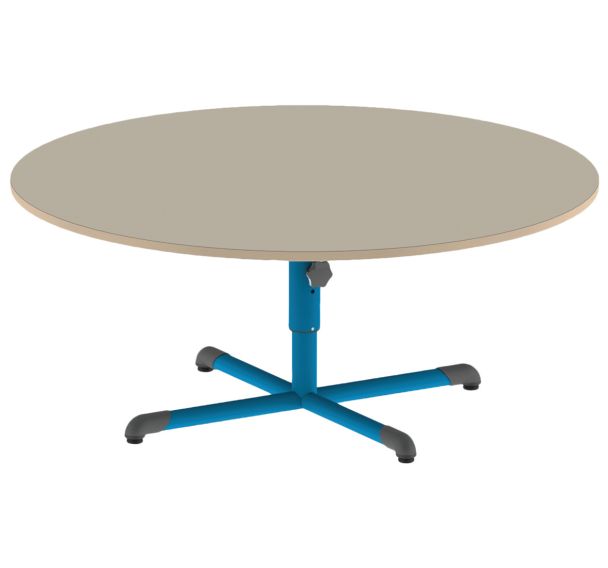 Table réglable Chloé ronde pied central plateau beige - Mobidecor