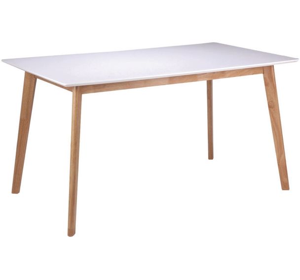 Table réunion Alice 120x75x80 cm Blanc/Chêne