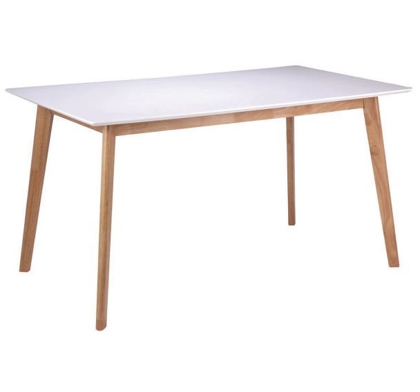 Table réunion Marie 140x75x80 cm Blanc/Chêne