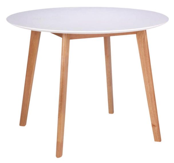 Table réunion Monna Ø 100 cm Blanc pied naturel