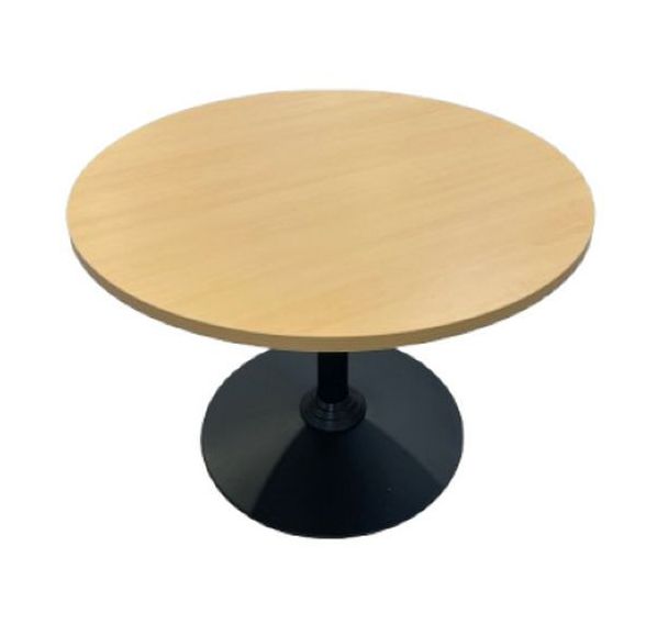 Table ronde de réunion - Couleur bois - Base noire