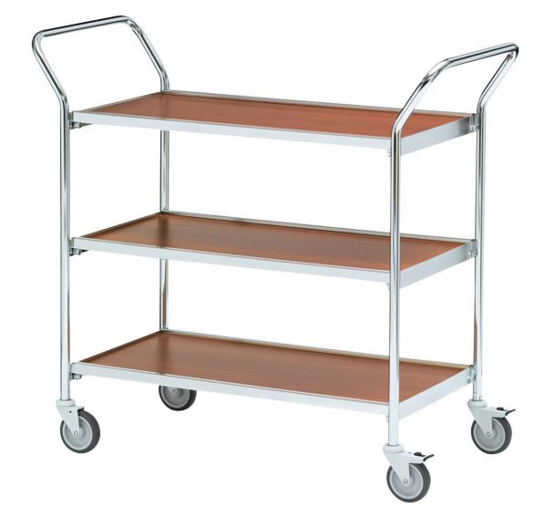 Table roulante avec deux poignées - 3 plateaux - Capacité 150 kg