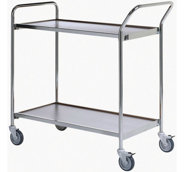 Table roulante chrome - 2 plateaux - Capacité 150 kg