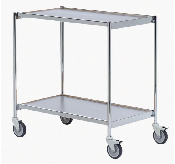 Table roulante chrome - 2 plateaux - Capacité 150 kg