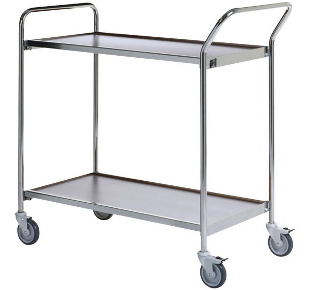 Table roulante chrome - 2 plateaux - Capacité 150 kg