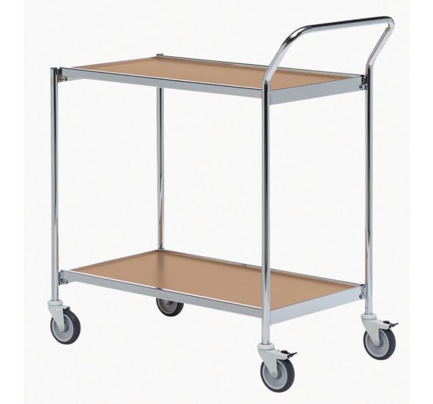 Table roulante chrome - 2 plateaux - Capacité 150 kg