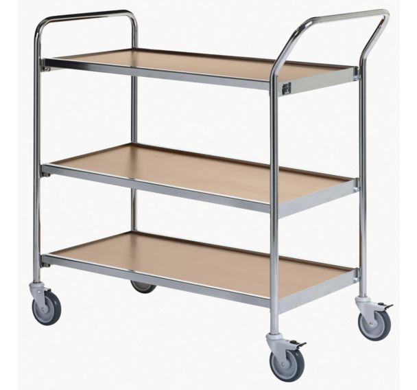 Table roulante chrome - 3 plateaux - Capacité 150 kg