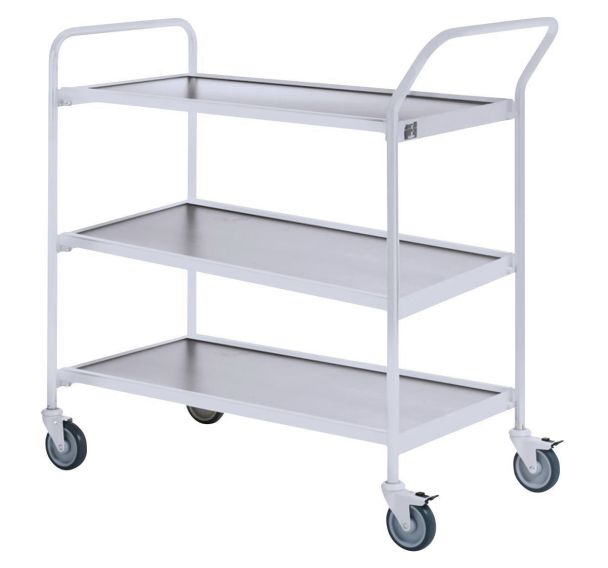 Table roulante grise - 3 plateaux - Capacité 150 kg