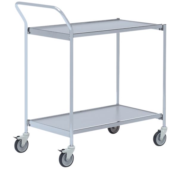 Table roulante grise avec poignée - 2 plateaux - Capacité 150 kg