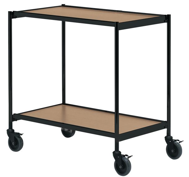 Table roulante noire - 2 plateaux - Capacité 150 kg
