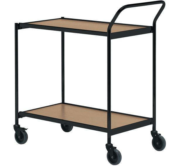 Table roulante noire - 2 plateaux - Capacité 150 kg