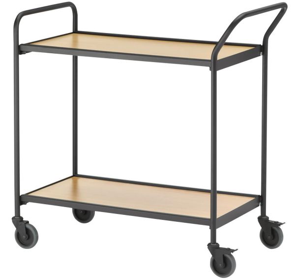 Table roulante noire - 2 plateaux - Capacité 150 kg