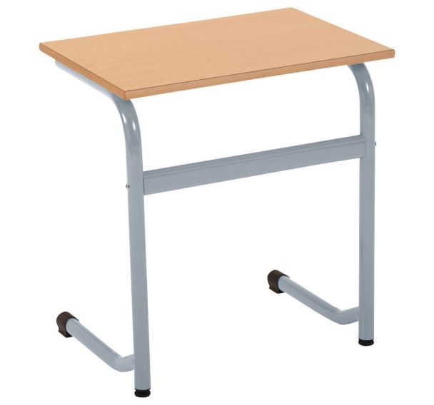 Table scolaire Forum2 dégagement latéral 70x50cm T3 chants alaisés hêtre/gris