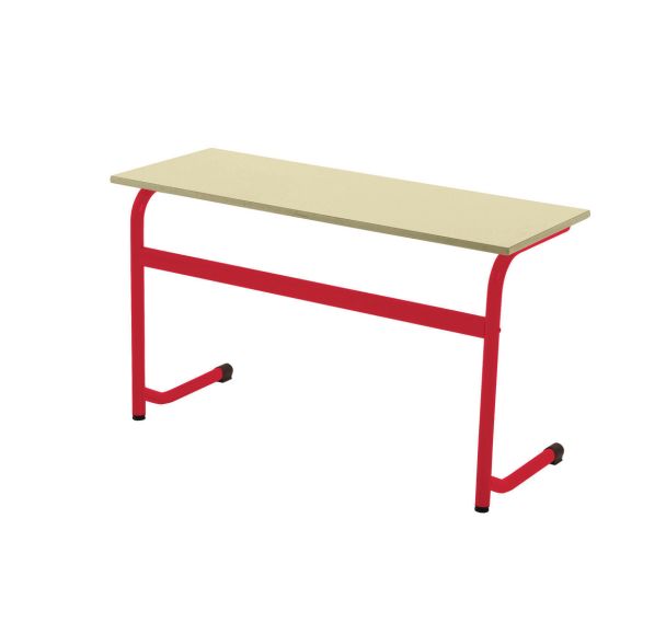 Table scolaire Forum dégag. latéral plat. mélaminé beige chant plaqué