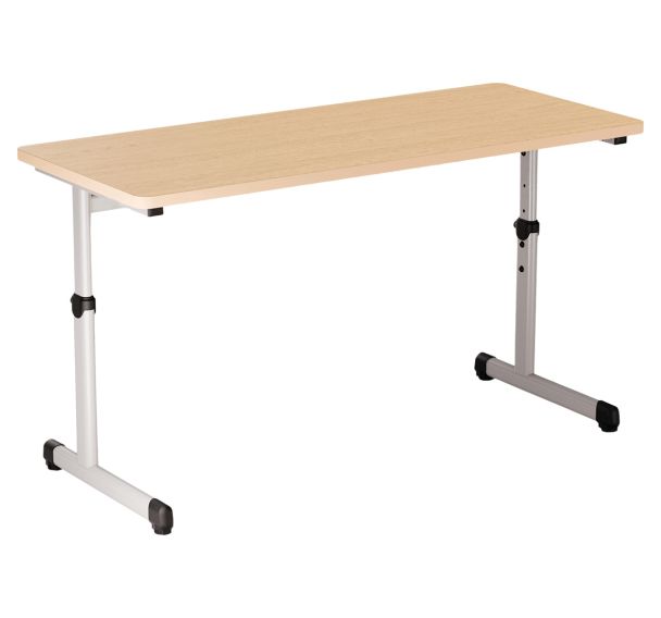 Table scolaire Quar double hauteur réglable 130x55 gris plateau hêtre-Mirplay School