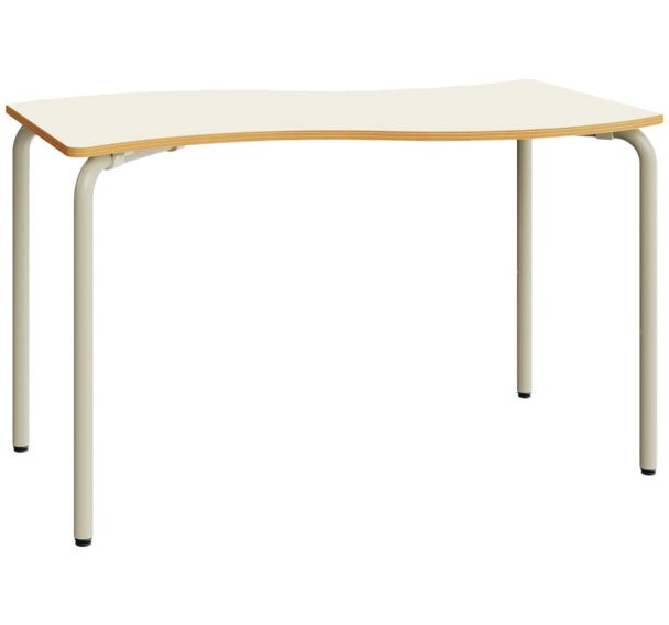 Table scolaire Wave plateau beige pied gris 1300x650mm-Mirplay School