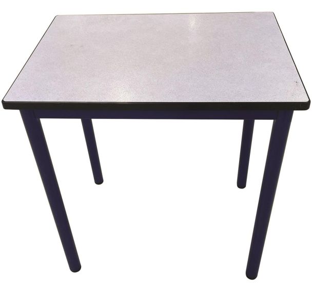 Table scolaire reconditionnée pieds bleu 70x50 cm