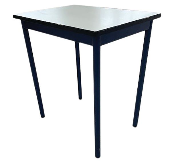 Table scolaire reconditionnée pieds bleu marine 70x50 cm