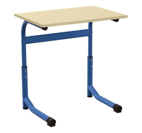 Table scolaire réglable Forum2 130x50cm chants plaqués beige/bleu