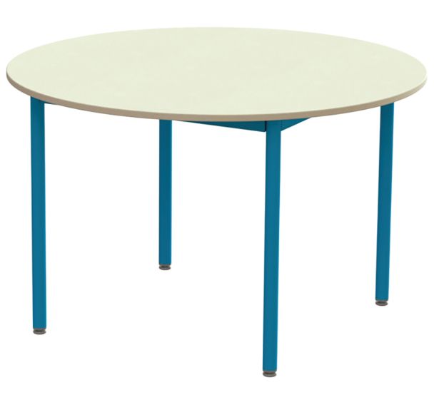 Table scolaire ronde Elodie plateau sous cadre mélaminé beige