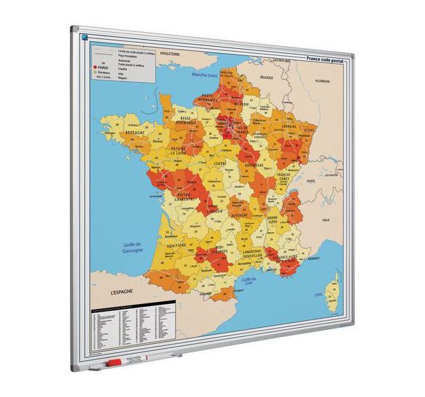Tableau Softline avec carte cadre France (code postal) - Smit Visual