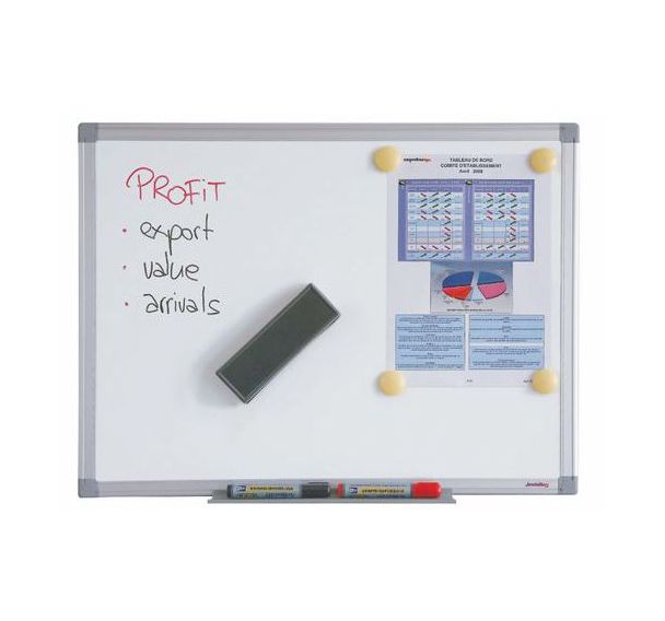 Tableau blanc émaillé 800° magnétique et effaçable à sec.