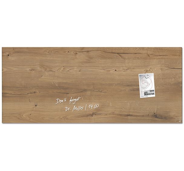 Tableau magnétique en verre - 1300x550x15mm - bois naturel - Sigel